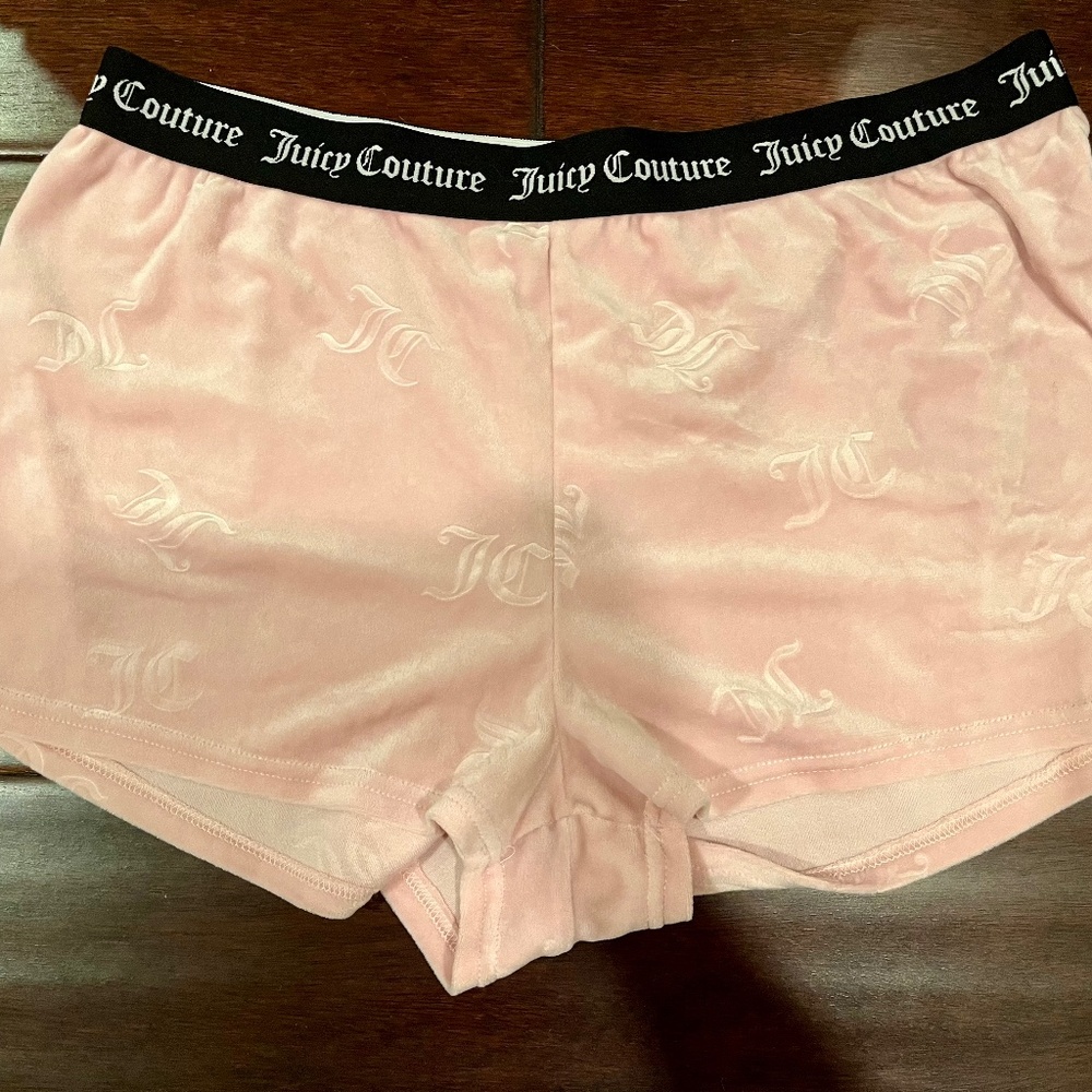 juicy couture pink and black booty shorts